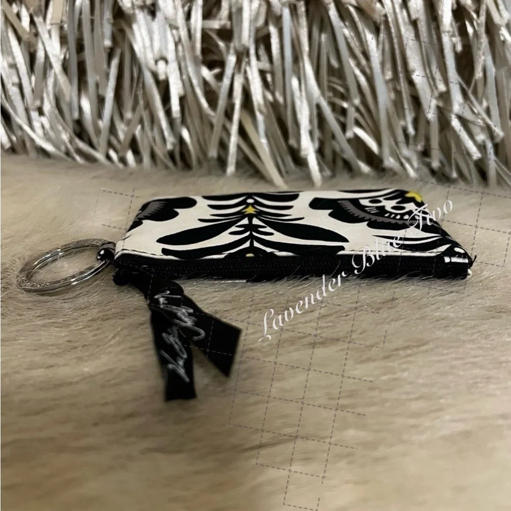 VERA BRADLEY FanFare ID Zip Pouch Keyring Luggage Tag White Black 2014 Silver
